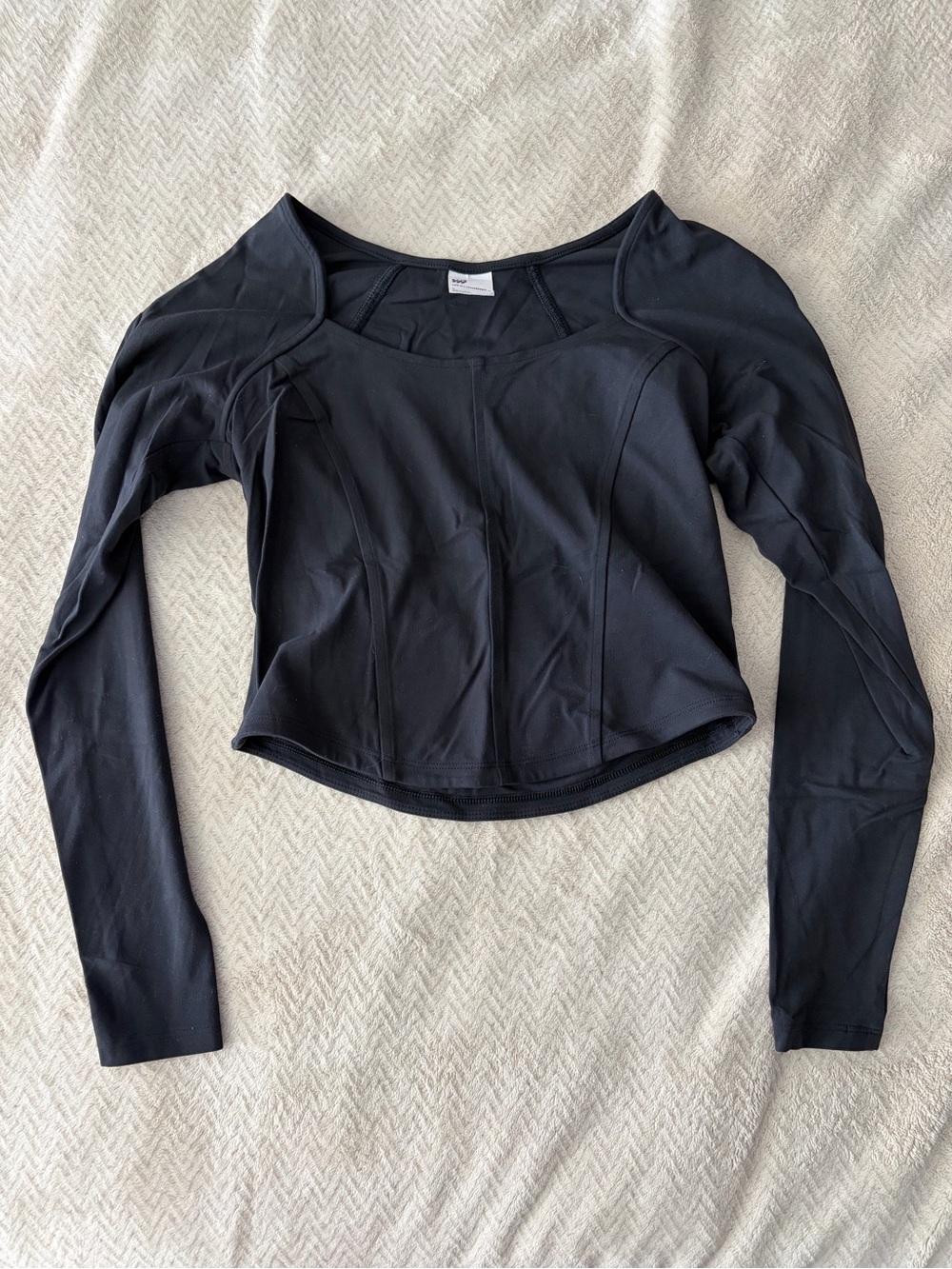 all in motion Black Long-Sleeve Fitted Active Top